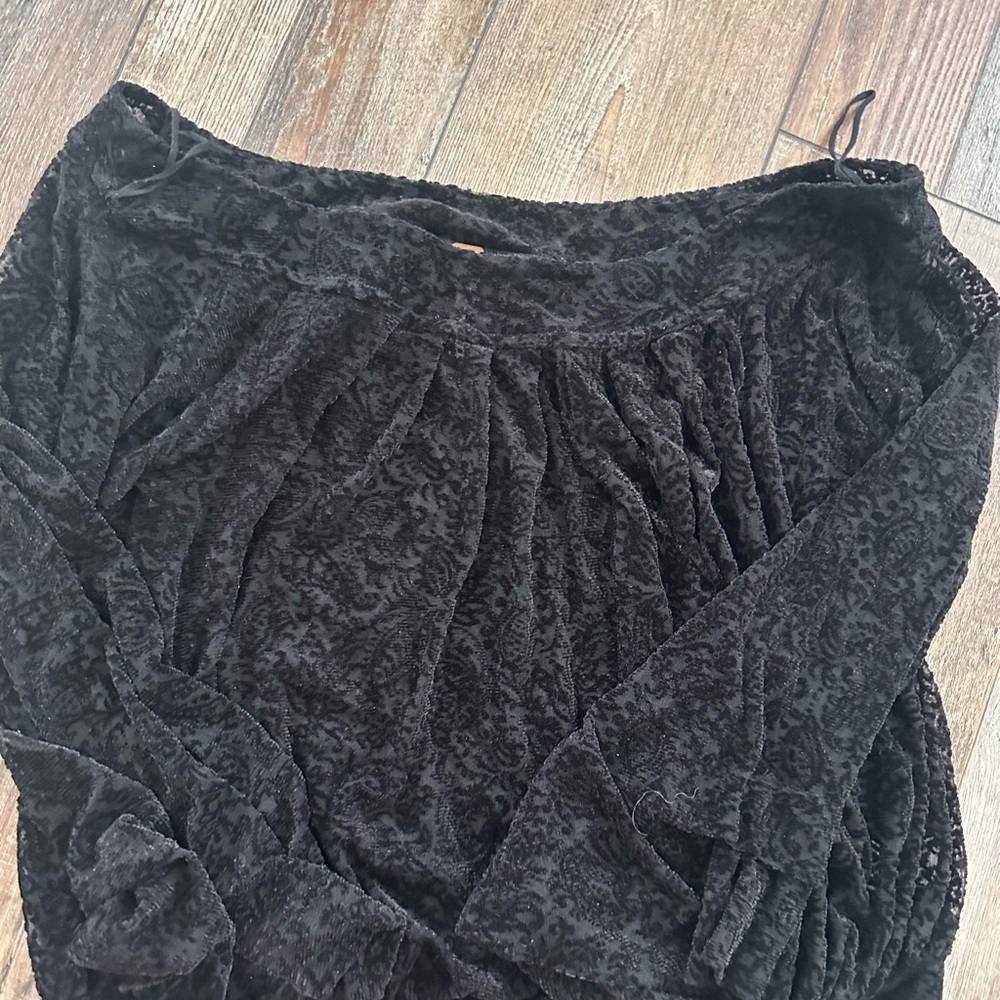 Free People Black Textured Blouse